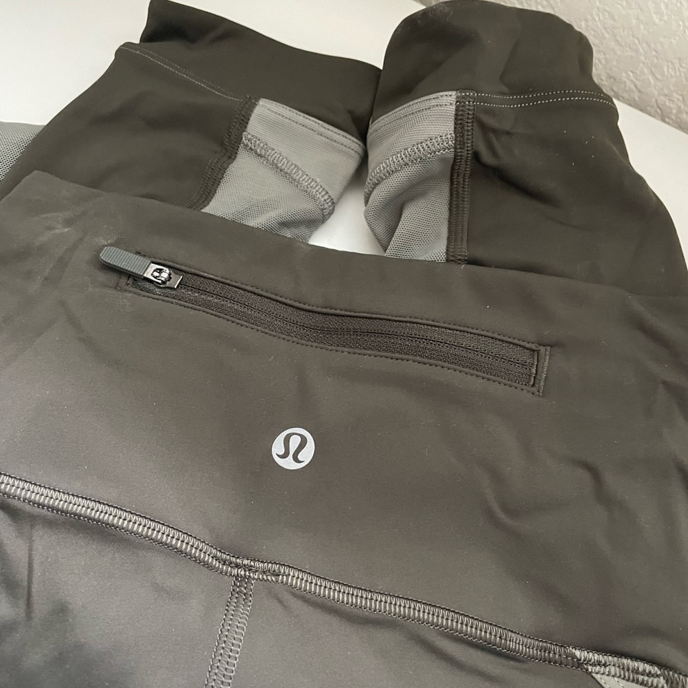 Lululemon Army Green Crop Mesh Leggings